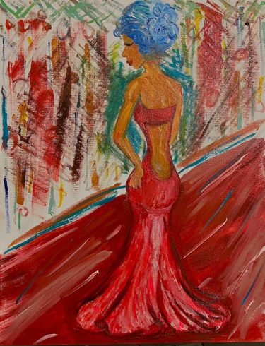 Painting titled "Posing" by Jocelyn Blain, Original Artwork, Oil