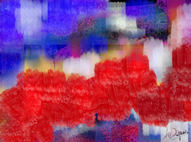 Digital Arts titled ""Ondes"" by Jocelyne Dupuis (Jo Dupuis), Original Artwork, Digital Painting Mounted on Plexiglass
