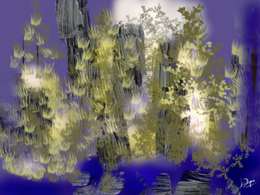 Digital Arts titled ""Forêt Enchantée"" by Jocelyne Dupuis (Jo Dupuis), Original Artwork, Digital Painting Mounted on Plexig…