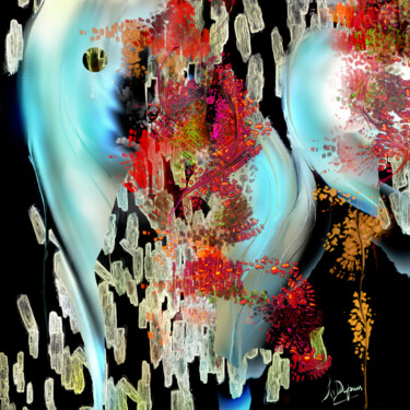 「"Atteindre l'imposs…」というタイトルのデジタルアーツ Jocelyne Dupuis (Jo Dupuis)によって, オリジナルのアートワーク, デジタル絵画 プレキシガラスにマウント