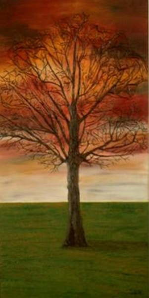 Collages titled "arbre-au-ciel-rouge…" by Jocelyne Chambellan, Original Artwork