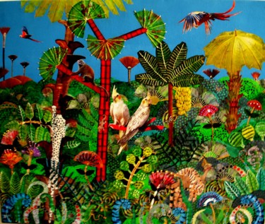 Collages intitulée "La jungle" par Jocelyne Chambellan, Œuvre d'art originale