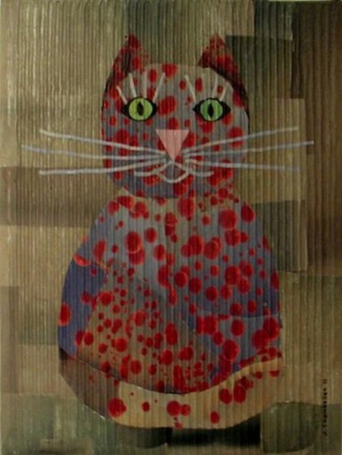 Collages intitulée "Cat-ondulé" par Jocelyne Chambellan, Œuvre d'art originale