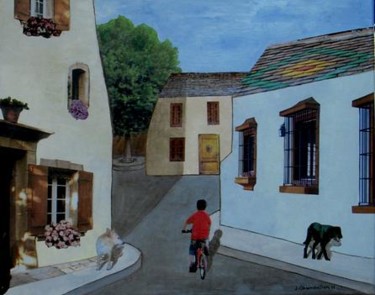 Collages intitulée "village 5" par Jocelyne Chambellan, Œuvre d'art originale