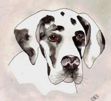 Collages intitulée "dogue-allemand" par Jocelyne Chambellan, Œuvre d'art originale, Autre