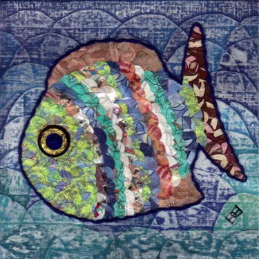 Collages intitulée "poisson" par Jocelyne Chambellan, Œuvre d'art originale, Autre