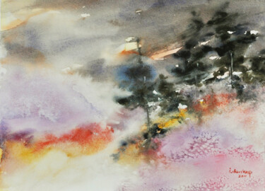 Peinture intitulée "Souffle d'orage" par Jocelyne Chauveau, Œuvre d'art originale, Aquarelle