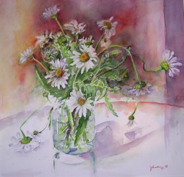 Peinture intitulée "Les  Marguerites" par Jocelyne Chauveau, Œuvre d'art originale, Huile