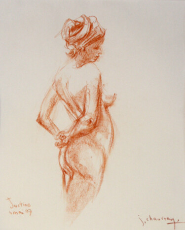 Disegno intitolato "Justine,mains dans…" da Jocelyne Chauveau, Opera d'arte originale, Altro