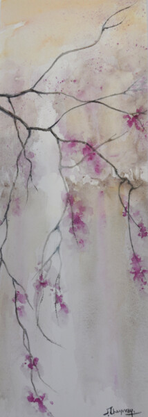 Peinture intitulée "Sakura rose" par Jocelyne Chauveau, Œuvre d'art originale, Aquarelle