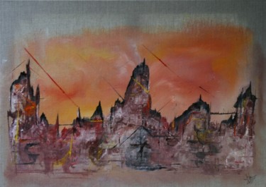 Peinture intitulée "Cité Apocalyptique" par Jocelyne Fernandes, Œuvre d'art originale