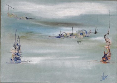 Pintura titulada "Planètre sous-marine" por Jocelyne Fernandes, Obra de arte original, Oleo