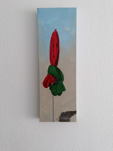 Pintura intitulada "Le parasol rouge" por Jocelyne Landier, Obras de arte originais, Acrílico