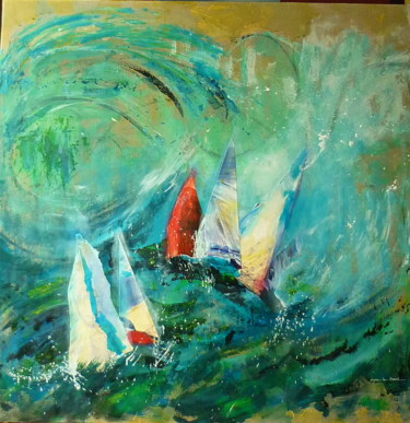 Malerei mit dem Titel "Sun Odyssée" von Lyne Le Grand, Original-Kunstwerk, Acryl