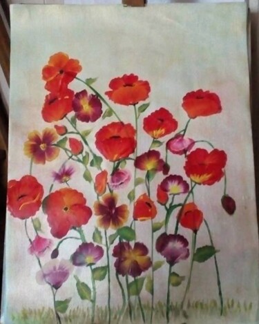 Painting titled "COQUELICOTS DANS LE…" by Jocelyne Perrot, Original Artwork, Acrylic