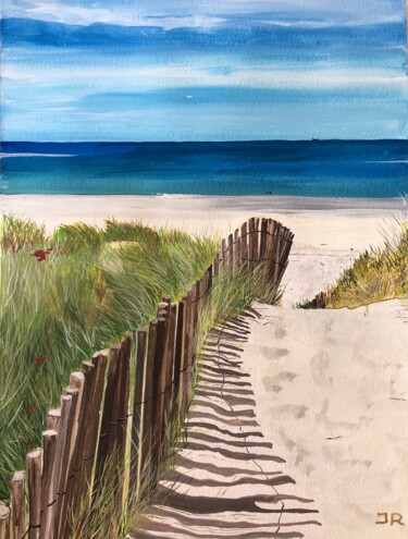 Painting titled "Accès à la plage pa…" by Jocelyne Roujansky, Original Artwork, Watercolor