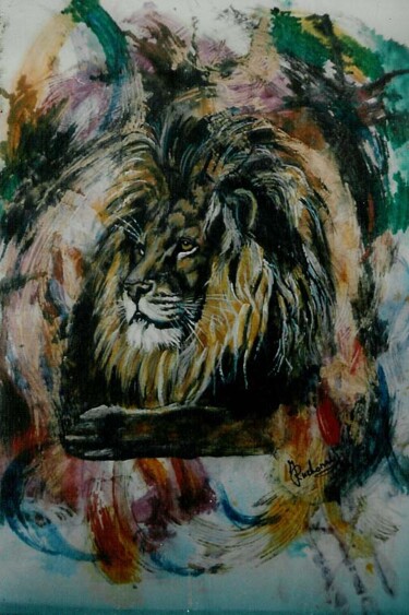 Peinture intitulée "lion-1.jpg" par Jocelyne Ruchonnet, Œuvre d'art originale, Autre