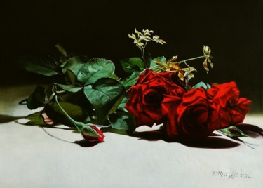 Pittura intitolato "As rosas falam" da Osmar Dallabona, Opera d'arte originale, Olio Montato su Telaio per barella in legno