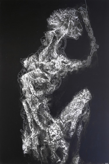 Peinture intitulée "Exosquelette" par Jod, Œuvre d'art originale, Acrylique Monté sur Panneau de bois