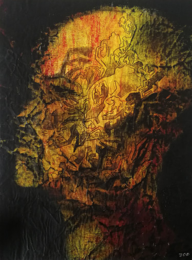 Peinture intitulée "L'Homme de feu" par Jod, Œuvre d'art originale, Acrylique