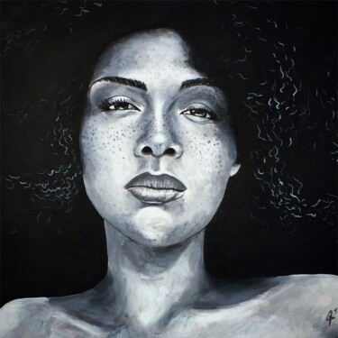 Painting titled "le regard 1" by Jodenni, Original Artwork, Acrylic