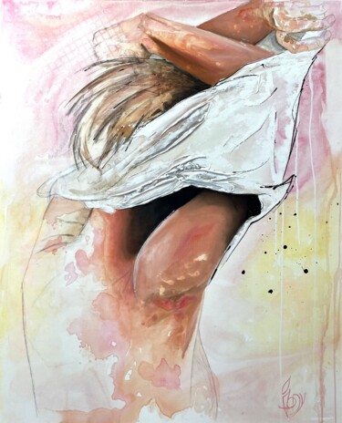 Painting titled "En toute intimité" by Jody, Original Artwork, Acrylic Mounted on Wood Stretcher frame