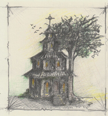 Dessin intitulée "Maison 01" par Joe Danielo, Œuvre d'art originale, Crayon
