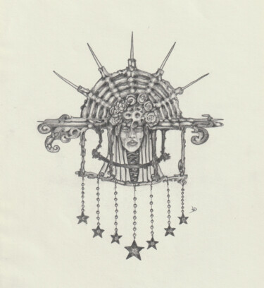 Σχέδιο με τίτλο "La reine" από Joe Danielo, Αυθεντικά έργα τέχνης, Μολύβι