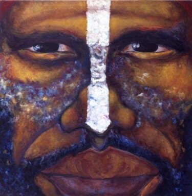 Peinture intitulée "New Guinean" par Joe Johnson, Œuvre d'art originale