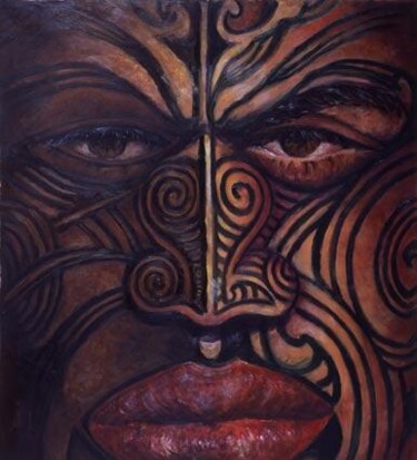 Peinture intitulée "New Guinean" par Joe Johnson, Œuvre d'art originale