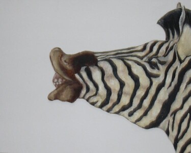 Peinture intitulée "Smiling zebra" par Joe Johnson, Œuvre d'art originale