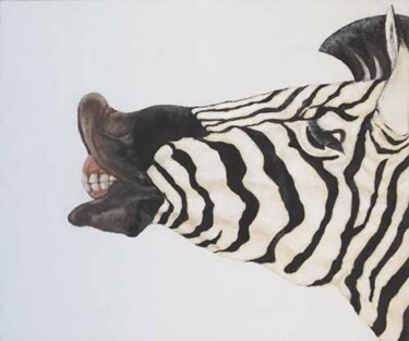 Painting titled "SMILING ZEBRA" by Joe Johnson, Original Artwork