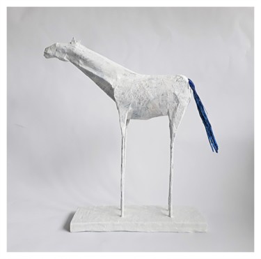Sculpture titled "Horse With A Blue T…" by Joe Mcgill, Original Artwork, Mixed Media