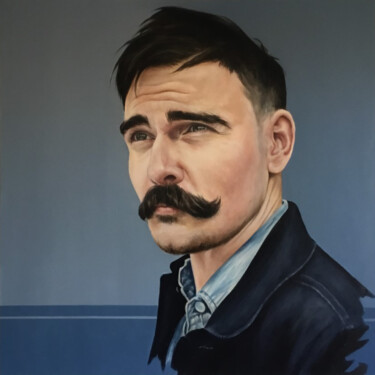 Schilderij getiteld "The Man From Nowhere" door Mullo, Origineel Kunstwerk, Olie Gemonteerd op Frame voor houten brancard