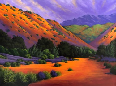 Painting titled "Canyon Aglow" by Joe A. Oakes, Original Artwork, Acrylic