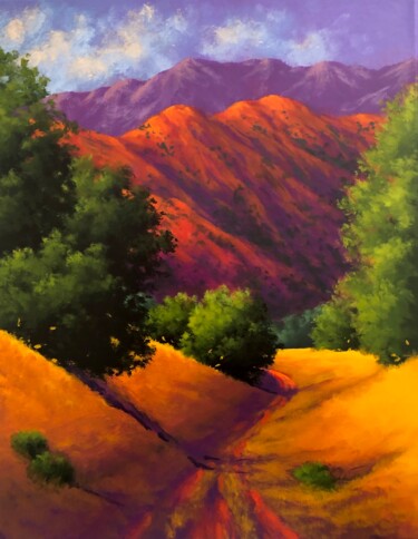 Painting titled "Peaceful Path" by Joe A. Oakes, Original Artwork, Acrylic Mounted on Wood Stretcher frame