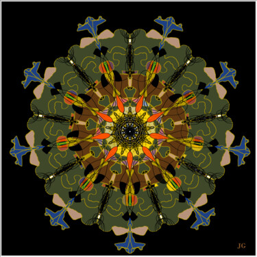 Painting titled "Le Cercle de Lumière" by Joel Gallais, Original Artwork, Digital Painting Mounted on Aluminium