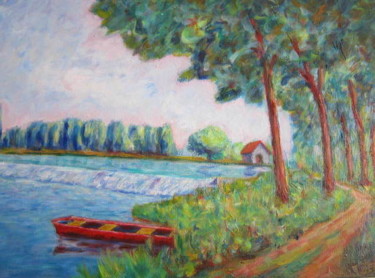 Painting titled "Déversoir  à  Chare…" by Joel Jeanniot, Original Artwork, Oil