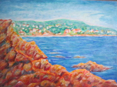 Painting titled "vue  sur  Saint  Ai…" by Joel Jeanniot, Original Artwork, Oil
