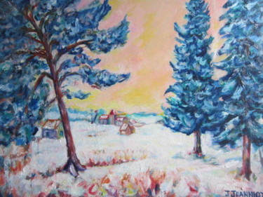 Peinture intitulée "Neige  sous  les  s…" par Joel Jeanniot, Œuvre d'art originale, Huile