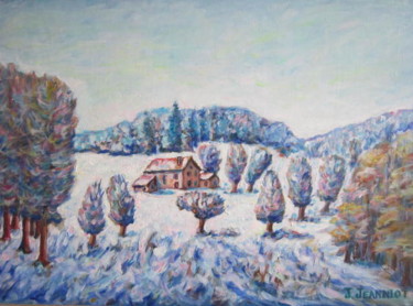 Painting titled "Plombière, neige su…" by Joel Jeanniot, Original Artwork, Acrylic