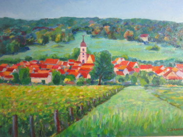 Painting titled "Chariez, village co…" by Joel Jeanniot, Original Artwork, Oil