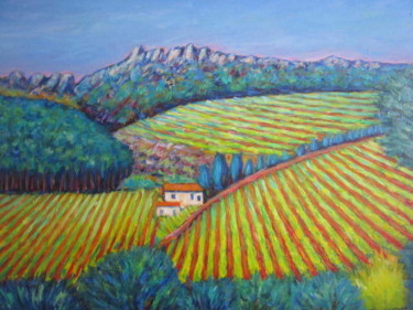 Peinture intitulée "Suzette, vignes au…" par Joel Jeanniot, Œuvre d'art originale, Huile