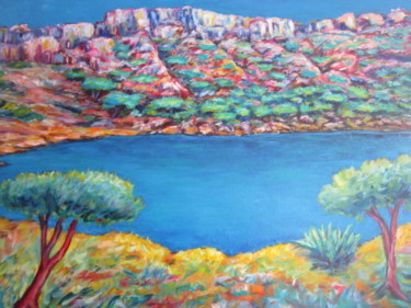 Painting titled "calanque Sormiou" by Joel Jeanniot, Original Artwork, Oil