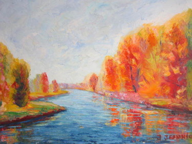 Peinture intitulée "Rives de feu" par Joel Jeanniot, Œuvre d'art originale, Huile