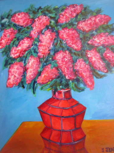 Painting titled "bouquet de lilas au…" by Joel Jeanniot, Original Artwork, Oil
