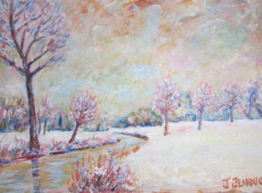 Pintura intitulada "Neige  sur la Baign…" por Joel Jeanniot, Obras de arte originais, Óleo