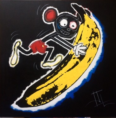 Painting titled "Mick Banana" by Joel Larribeau, Original Artwork, Acrylic Mounted on Wood Stretcher frame