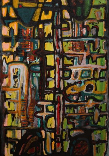 Malerei mit dem Titel "LABYRINTHE" von Joël Waterkeyn, Original-Kunstwerk, Acryl