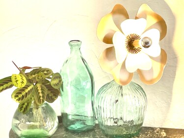 Design intitulée "Lampe fleur pavot d…" par Joel Carpentier (Ambiance d'Antan), Œuvre d'art originale, Luminaire
